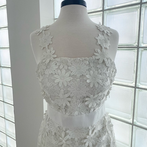 Self-Portrait Lace Midi Dress w/ Floral Straps - Picture 2 of 7